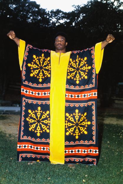 George Foreman in an African robe.