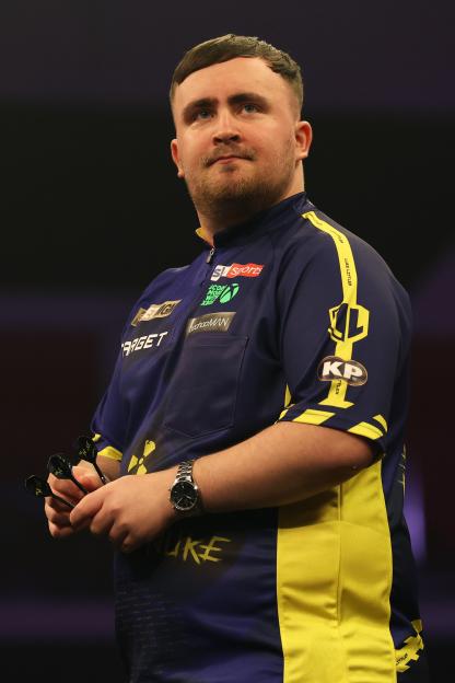 Luke Littler after a darts victory.