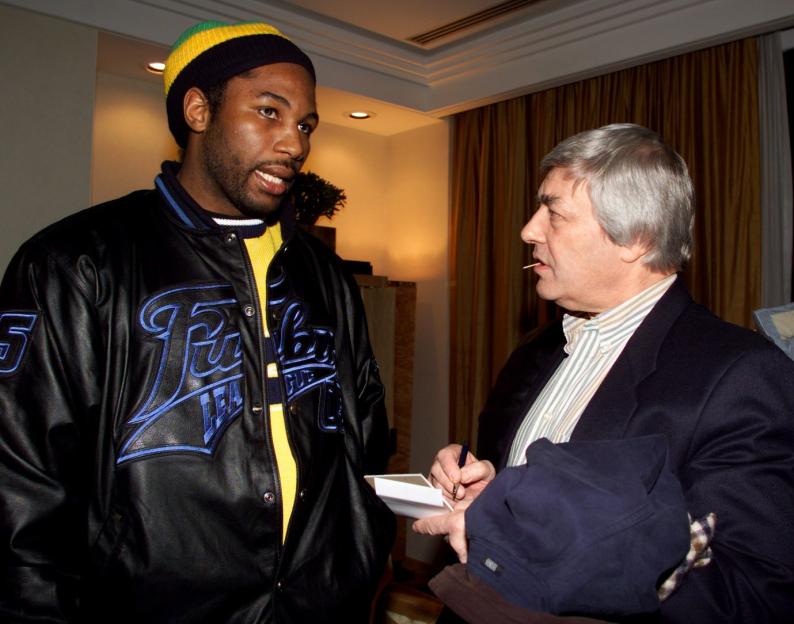 Lennox Lewis, WBC Heavyweight Champion, at a press conference.