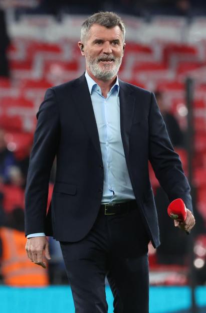 Roy Keane, TV pundit, at Wembley Stadium.